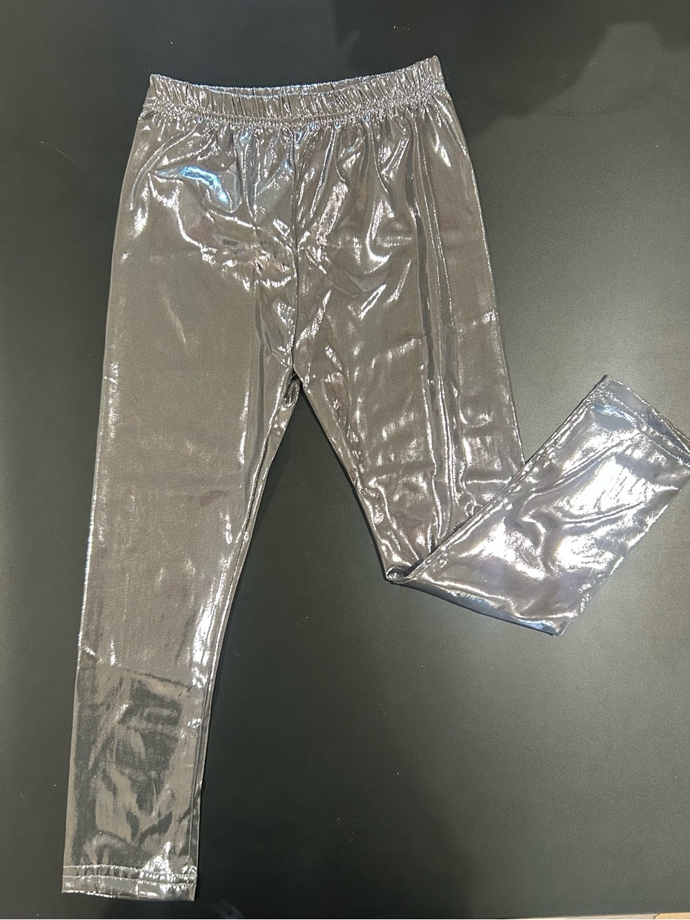 Shiny Metallic Silver Kids' Leggings